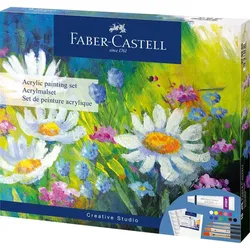 FABER-CASTELL Creative Studio Acrylmalset inkl. Zubehör 18-teilig, Farbe, Pinsel