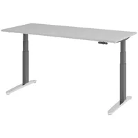 Bümö Schreibtisch, Grau, Graphit, Nachbildung, Rechteckig, 180x74x80 cm, FSC