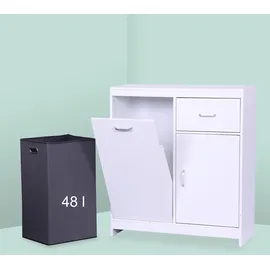Relaxdays Wäscheschrank, mit 48 l, Wäschesack Weiß,Grau