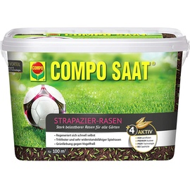 Compo SAAT Strapazier-Rasen, Spezielle Rasensaat-Mischung mit wirkaktivem Keimbeschleuniger, Rasensamen / Grassamen, 2 kg, 100 m2