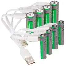 Tka Gemischtes Akku-Pack: 4x AA (1.950 mWh) / 4x AAA (600 mWh), USB-C