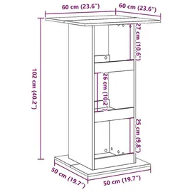 vidaXL Bartisch 60 x 60 x 102 cm Grau Sonoma