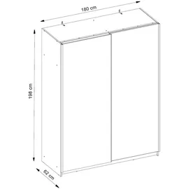 Feldmann-Wohnen Schwebetürenschrank, Grau, Schwarz, Holz, 4 Fächer, Rechteckig, 180x198x62 cm, Schlafzimmer, Kleiderschränke, Schwebetürenschränke