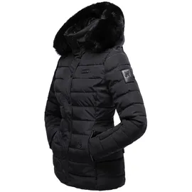 Navahoo Damen, warme Winter Steppjacke mit abnehmbarer Kunstfell-Kapuze Milianaa Black Gr. S - S