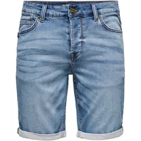 Only & Sons Jeansshorts in unifarbenem Design, Blau M