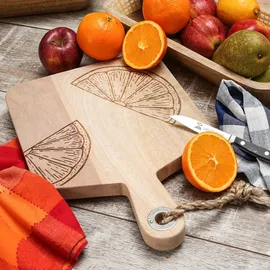 GAUMENKICK Schneidebrett Vesperbrett Mangoholz Zitronenmotiv Servierbrett natur Holzbrett