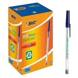 BIC Kugelschreiber Round Stic ECOlutions frostig-transparent, Schreibfarbe: blau, 60 St.