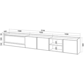 SKRAUT HOME Lowboard 315x50x35 cm Beige Holzwerkstoff