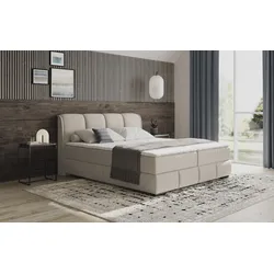 Boxbett MR. COUCH "Bethany mit Bettkasten, inkl. Matratze", beige (stripes 8622 natur), B:196cm L:223cm, Polyester, Nylon, Komplettbetten, Topper und Zierkissen, in verschiedenen Härtegraden verfügbar