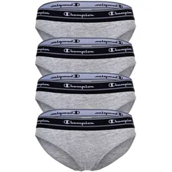 Champion Damen Bikini-Slips, 4er Pack - Slips, Logo-Bund, einfarbig Grau L