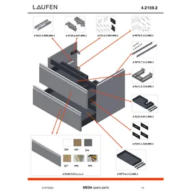 Laufen Waschtischunterschrank 2 Schubladen 44,8 x 51,5 x 78,4 cm Grau