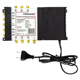 PremiumX PXMS 5/6 Multischalter mit Netzteil Multiswitch 1 SAT für 6 Teilnehmer