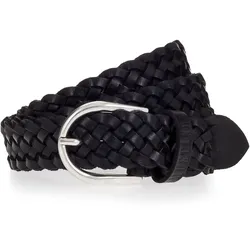Flechtgürtel MUSTANG, Damen, Gr. 100, schwarz, Leder, unifarben, casual,modisch, Gürtel, Mit Hingucker-Flechtoptik, 3 cm