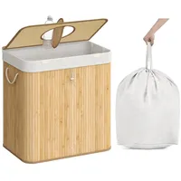 Songmics Pfandflaschen-Sammelbehälter, 120 L Pfandflaschen-Behälter, Bambus