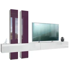 Vladon Wohnwand, Brombeere, Holzwerkstoff, 330x204x39 cm, Wohnzimmer, Wohnwände, Wohnwand-Sets