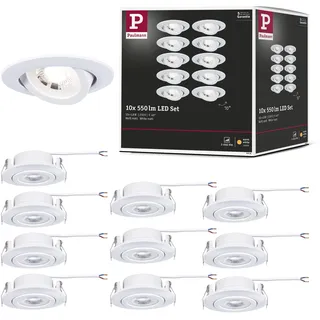 Paulmann 99995 Einbauleuchte 3-Step-Dim 10er-Pack 82mm 70° 10x4,8W 10x450lm 230V 3000K Weiß matt