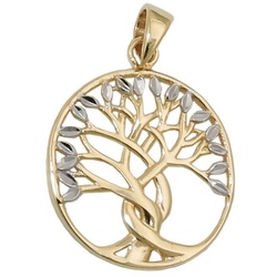Gallay Anhänger Set Anhänger 17x16mm Baum des Lebens bicolor 9Kt GOLD