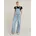 RAW Damen Straight Latzhose Blau sun faded cloudburst D24398-D536-G339 M M