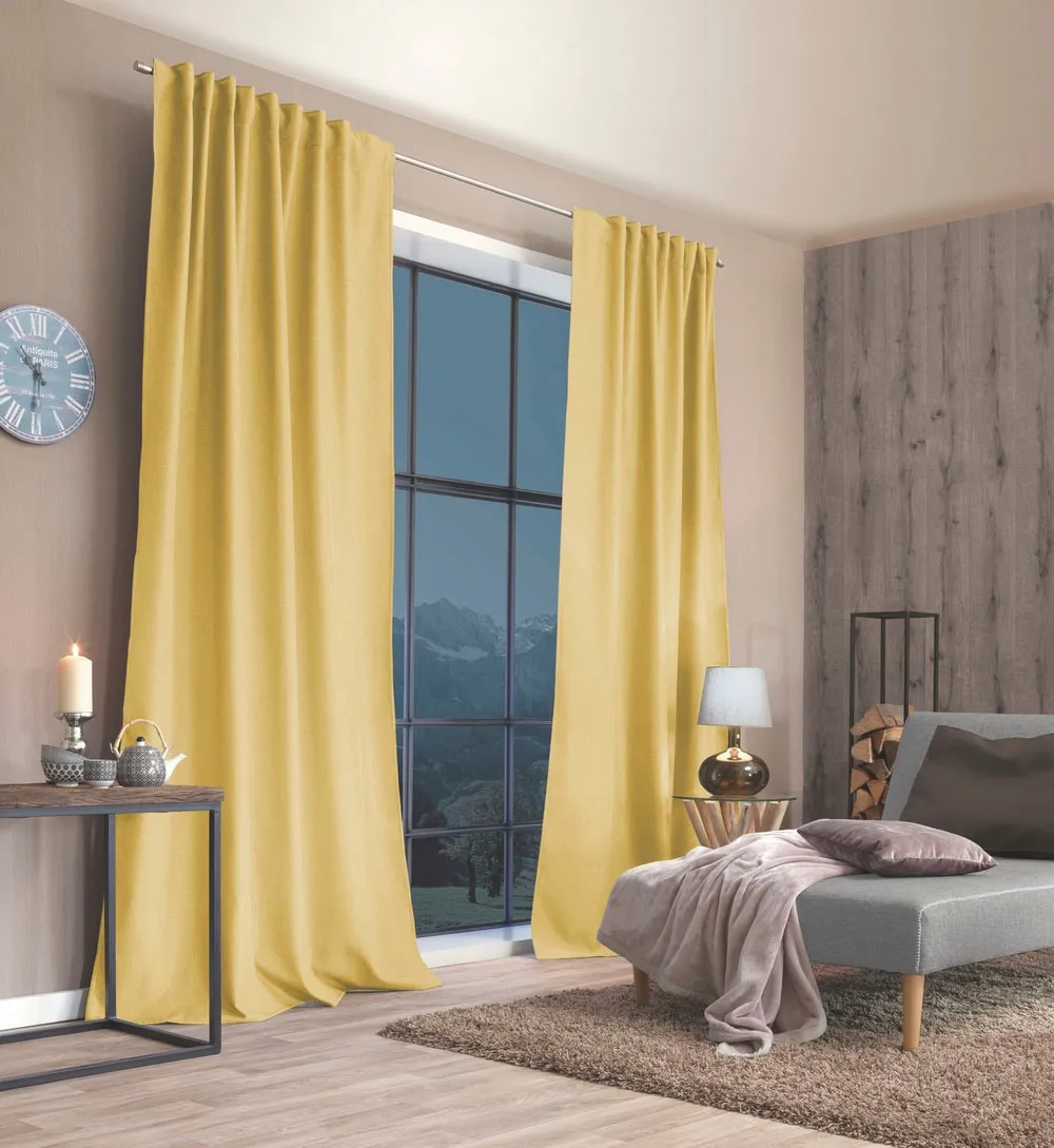 Vorhang HOME BASICS "MAITE" Gardinen Gr. 225 cm, Multifunktionsband, 135 cm, gelb Schlafzimmergardinen