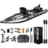 Spatium Tandem-Angelkajak, 32,5 x 121,9 x 15,2 cm, Stand-Up-Paddle-Board, extra breit, aufblasbares Angelpaddelbrett, 500 kg Kapazität, SUP, Rutenhalter, Drehsitz