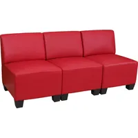 MCW Modular 3-Sitzer Sofa Moncalieri, Kunstleder ~ rot, ohne Armlehnen