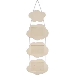 4 Hängende Wolken aus Holz für Bilder - Persönliche Deko zum Beschriften & Bemalen - 29x16x8cm HDF Braun - Individuelles Geschenk