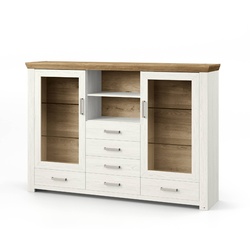 set one by Musterring Highboard York Dekor Pino-Aurelio / Eiche Artisan