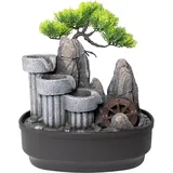 Zimmerbrunnen, Tischbrunnen mit Wasserrad und Dekobaum