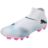 Puma Future 7 Match+ Fg/Ag Soccer Shoes, Puma White-Puma Black-Poison Pink, 42