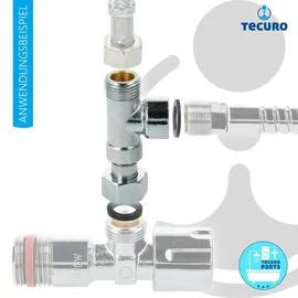 tecuro T-Stück Abzweig Verteiler für Eckventil G 3/8 Messing verchromt