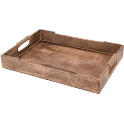 Tablett Holz Frühstück Tablett Serviertablett Vintage Tau Dekotablett Mangoholz 46x30x6,5cm
