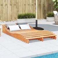 Festnight Sonnenliege Holz Wetterfest Garten Doppelliege Loungebett Sonnenbett Outdoor Bett Holzliege Garten Liege Holzliege Himmelsliege Liegelänge 205 x 110 x 31,5 cm Wachsbraun