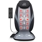 Snailax Massagesitzauflage, Shiatsu Massageauflage für Nacken und Schulter, Rückenmassaggerät mit Wärmefunktion und Vibrationsfunktion, Massagesessel, Geschenke für Männer, Frauen