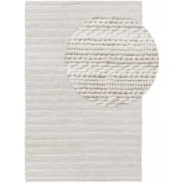 benuta Wollteppich Dina, benuta, rechteckig, Höhe: 5 mm, Kunstfaser, Berber, Ethno-Style, Wohnzimmer weiß