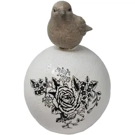 Goldbach Vogel Kugel Dekoaufsteller 28cm Keramik Handbemalt Weiß