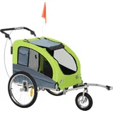 PawHut Hundeanhänger Jogger 2 in 1 grün/grau