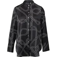 s.Oliver Gemusterte Longbluse aus Satin Schwarz 42