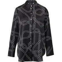 s.Oliver Gemusterte Longbluse aus Satin Schwarz 42