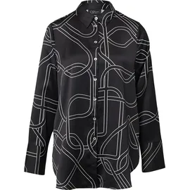 s.Oliver Gemusterte Longbluse aus Satin Schwarz 42