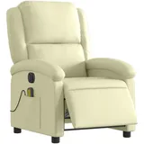 vidaXL Massagesessel Creme Leder 55 x 99,5 x 73,6 cm Beige mit Fernbedienung