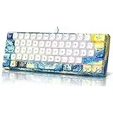 MIHIYIRY 60% Mechanische Gaming-Tastatur, Mini Mechanische Tastatur 62 Tasten mit Rotem Switch und RGB-Hintergrundbeleuchtung für Windows und Mac (QWERTZ-Layout)