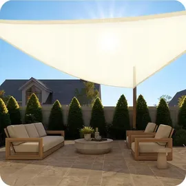 krumad Sonnensegel Dreieck 4x4 m Beige Sonnenschutz Wasserabweisendes UV Wetterfest mit Befestigungsseilen - Beige