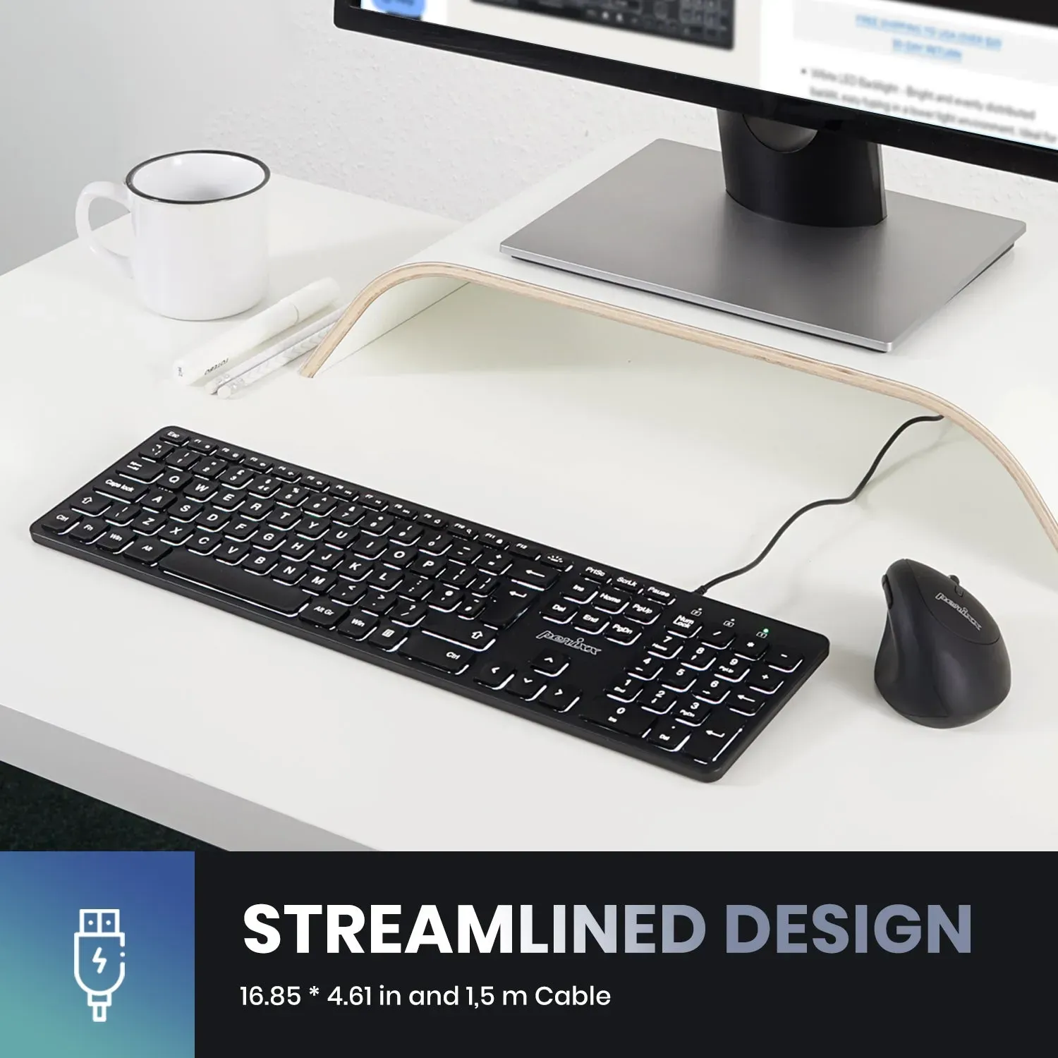 PERIBOARD-331 Wired Full-Size Scissor Keyboard with Backlighting