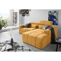 DOMO collection »Brandon Sitzbelastung 140 kg, kleine Ausführung B/T/H: 214/100/80 cm«, Mit Kopfteilverstellung, auch in Leder und Cord, L-Form orange