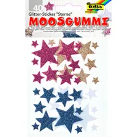 Folia Folia, Moosgummi Glitter-Sticker STERNE II, 40 Stück