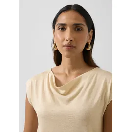 s.Oliver Fließendes Feinstrick-Shirt mit Wasserfallausschnitt und Glitzergarn Beige L