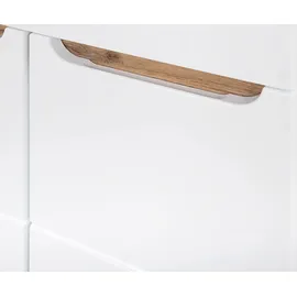 Lomadox Waschtisch Set mit 100cm Unterschrank in Hochglanz weiß, Wotaneiche, B x H x T ca. 100 x 85 x 46cm