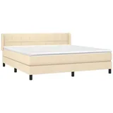 vidaXL Boxspringbett mit Matratze Creme 160x200 cm Stoff