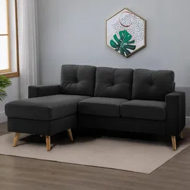 Homcom Ecksofa Leinen, Gummiholz