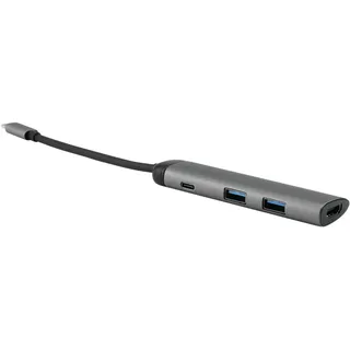 Verbatim USB-C Hub USB 3.0 - HDMI 4K USB-C-Hub mit Schnellladeanschluss, kompatibel mit Laptop und MacBook, Silber,